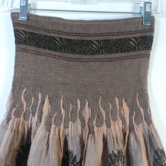 Lapis Smocked Sleeveless Brown Embroidered Dress Boho Festival Size OS - Picture 5 of 9